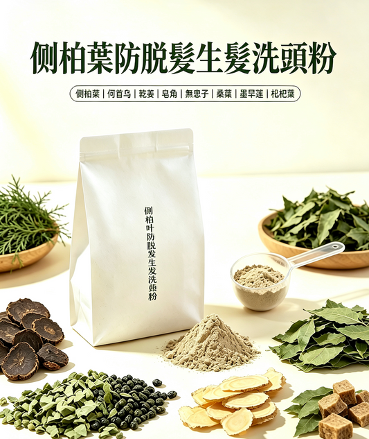 【側柏葉防脫髮生髮洗頭粉125g】—— 經常掉髮、髮際線後移、頭皮油膩的壓力脫髮族